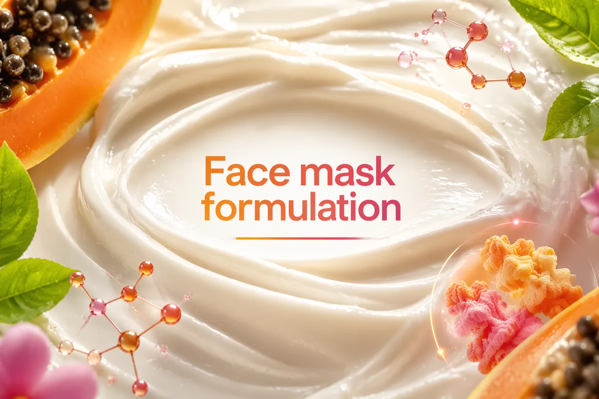 Papaya enzyme face mask cream with cut papaya, illustrating papain mask formulation